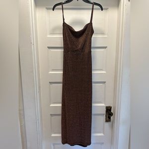 Commense sparkly thin strap brown dress. Size M.